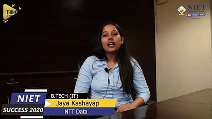 NIET SUCCESS 2020  Jaya Kashyap (B.TECH- IT Engg.)