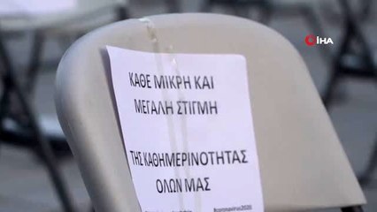 - Yunanistan'da restoran ve kafe sahiplerinden "boş sandalyeli" protesto