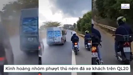 Phượt thủ đuổi theo, ném đá xe khách 16 chỗ