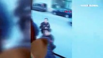 Arnavutköy'de sopayla saldıran kişiyi bekçinin vurma anı kamerada