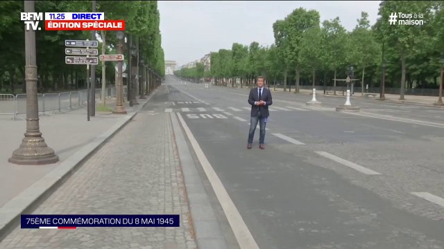 Les images des Champs-Elysées totalement vides après les commémorations du 8 mai 1945