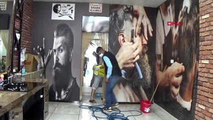 GAZİANTEP Açılış hazırlıkları yapan berberlerde randevu yoğunluğu