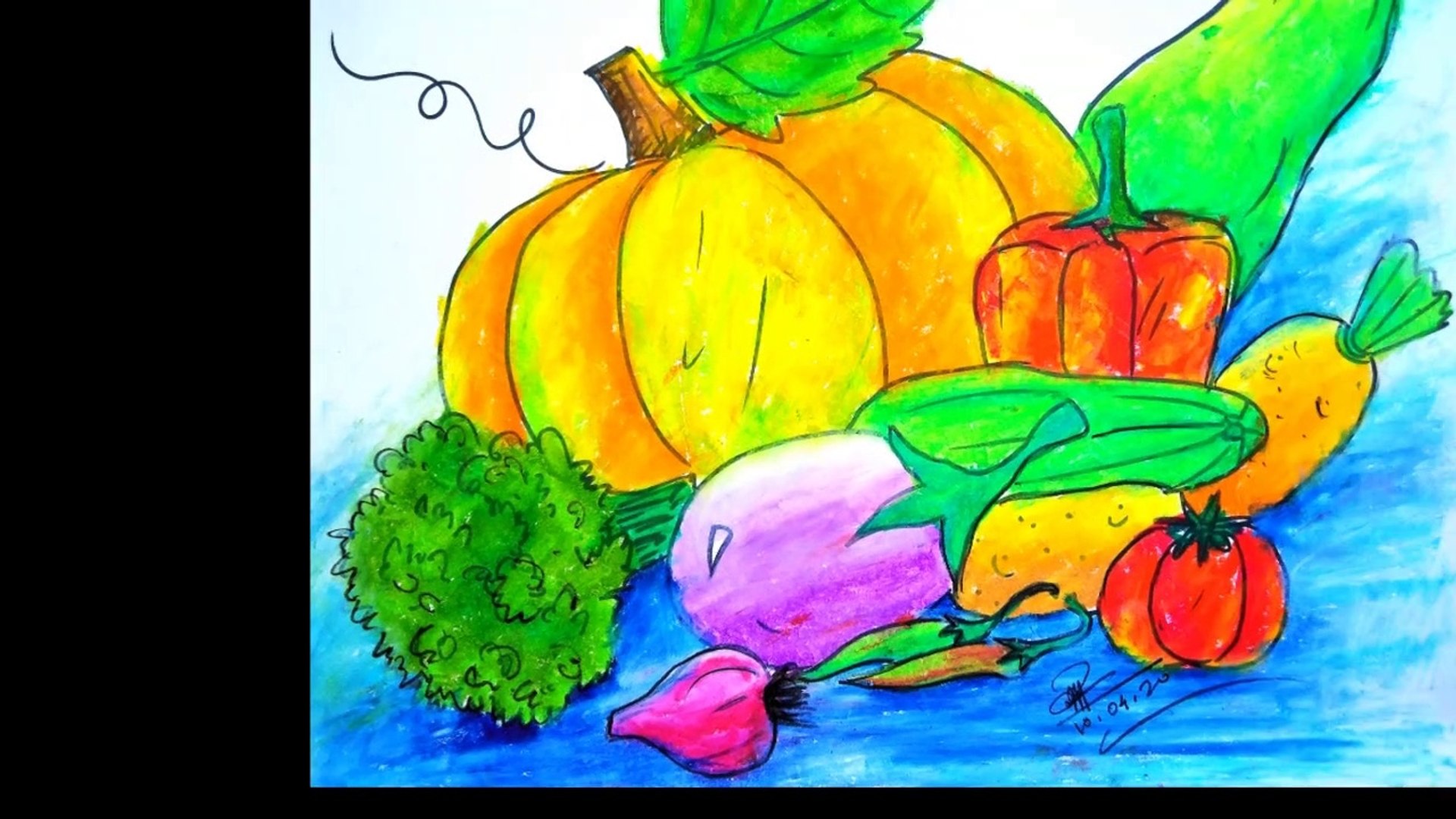 How to draw a Vegetables Composition II By colourless, image size:1920x1080