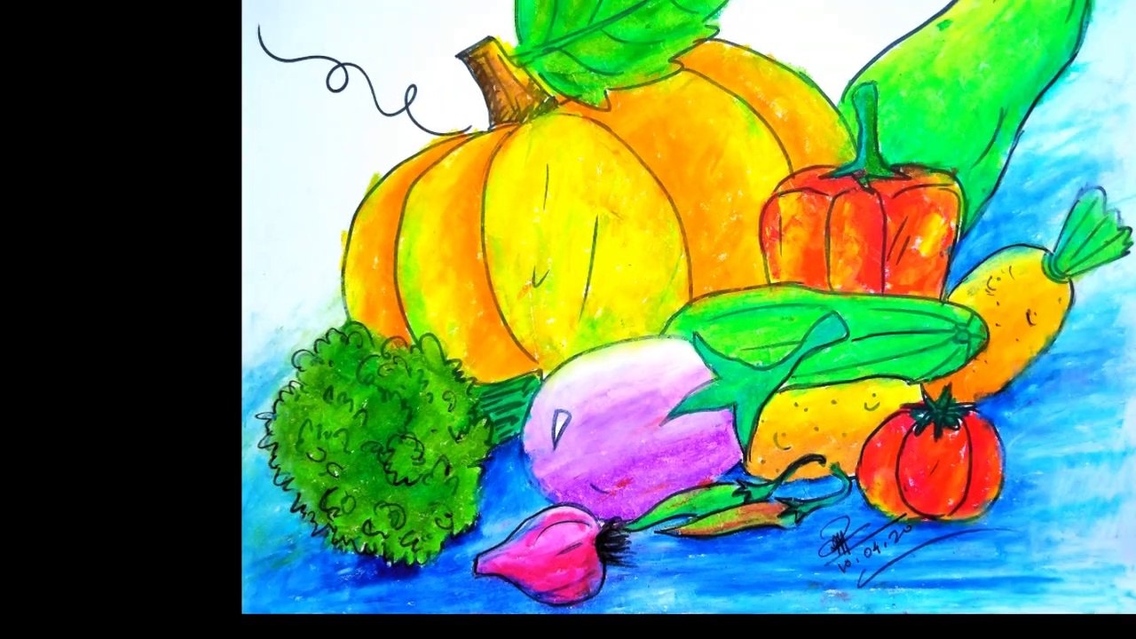 How to draw a Vegetables Composition II By colourless, image size:1280x720