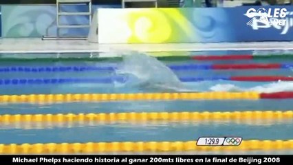 Michael Phelps haciendo historia al ganar 200mts libres en la final de Beijing 2008