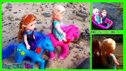 Elsa and Anna Toddlers Dreaming of Magical Pony Land On the Desert !