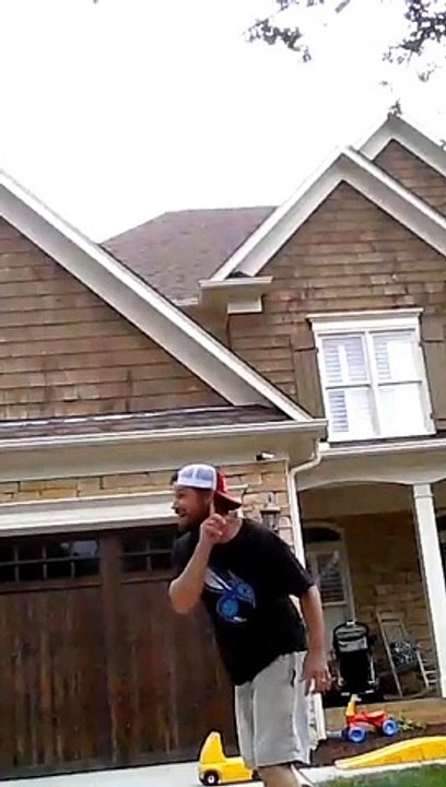 Trick Shot! Throwing Football into a Basketball Hoop over the House
