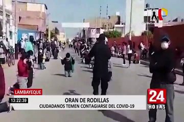 Lambayeque: policía y ciudadanos rezan en la calle por el fin de la pandemia