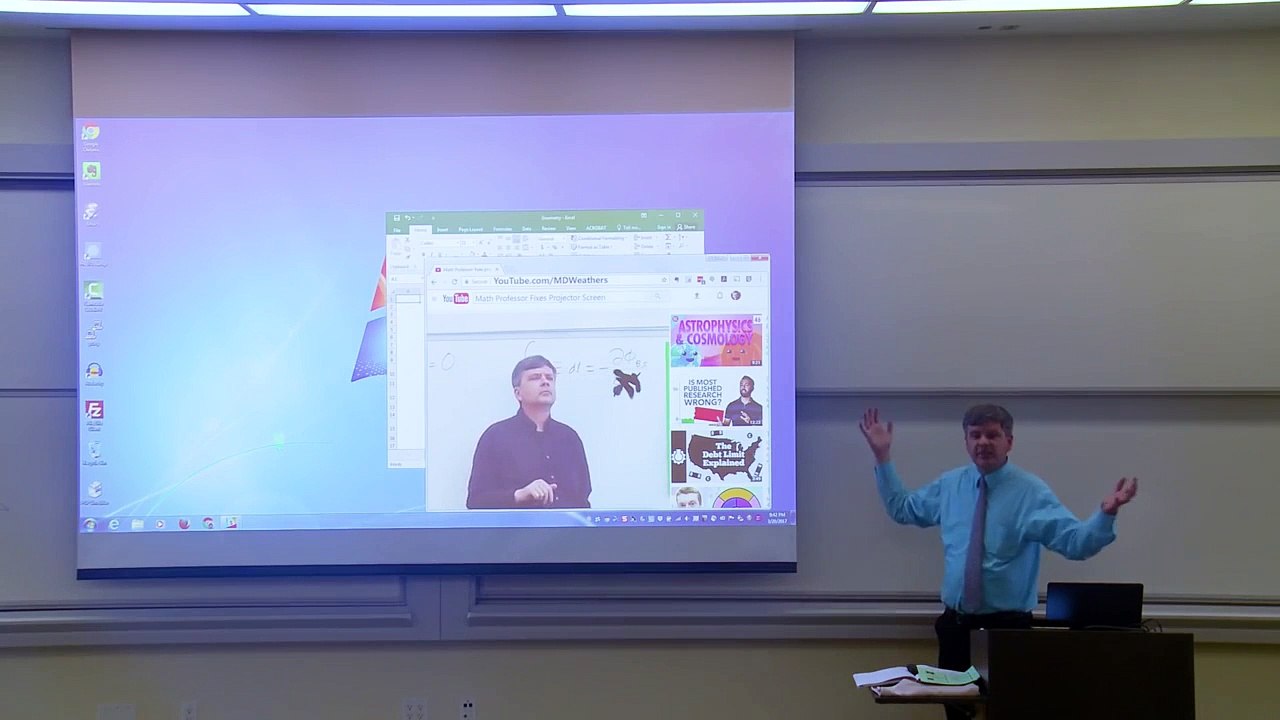 Math Professor Fixes Projector Screen!
