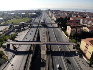 Boş kalan E-5 havadan drone ile görüntülendi