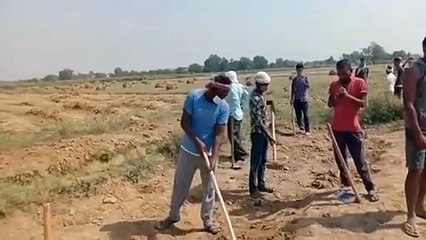 ग्राम हल्लू हर्राजा में सोशल डिस्टेंसिंग के बीच शुरू हुआ मनरेगा का कार्य