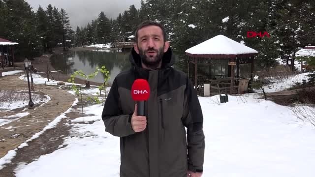 GÜMÜŞHANE Limni Gölü beyaza büründü