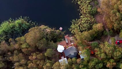 birds eye view beautiful house.