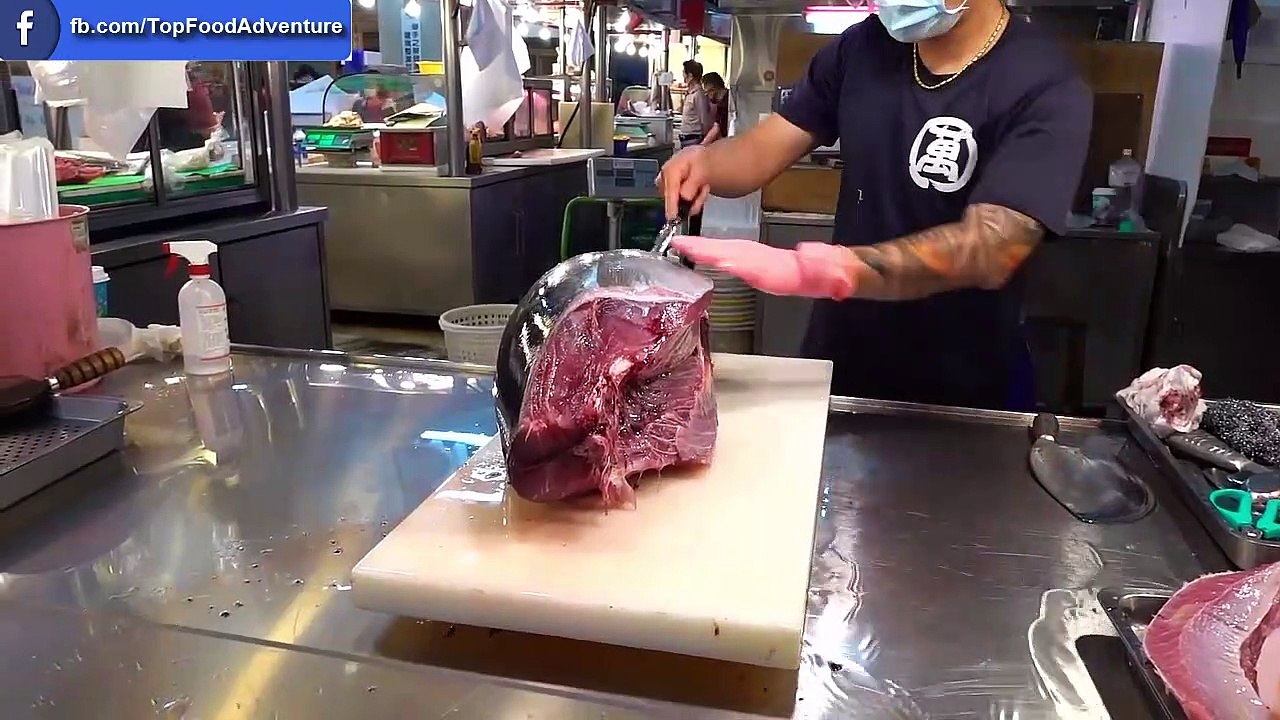 Yellowfin Tuna Cutting Skills - 黃鰭鮪魚切割技能 - Taiwanese Seafood
