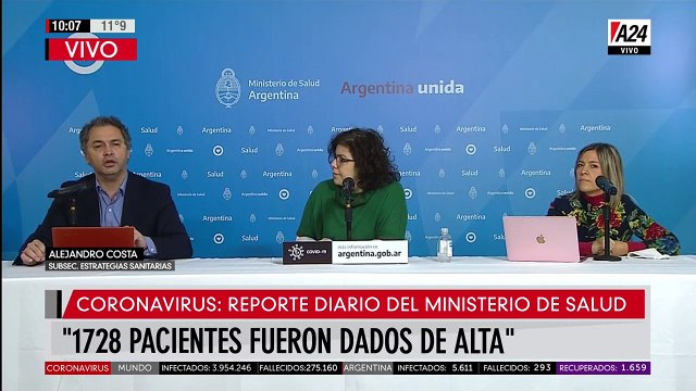 Reporte matutino del Ministerio de Salud por el coronavirus