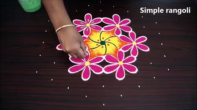 Big Rangoli ,Flower designs, with 9x5 dots, - pongal & margazhi kolam, - sankranthi ,muggulu 2019