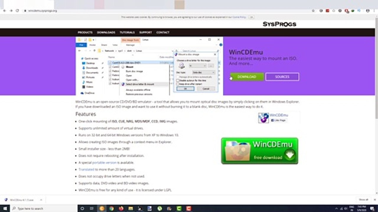 Open/Mount ISO, CUE, NRG, MDS/MDF, CCD, IMG images In Windows 10