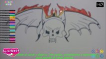 como Dibujar  Calavera con Alas   how to draw skull with wings