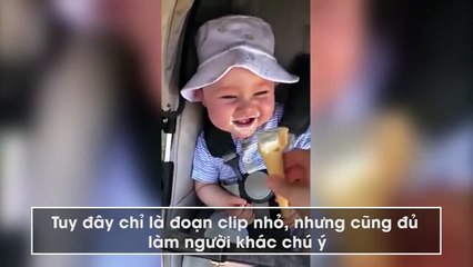 Phản ứng của bé trai lần đầu ăn kem: chỉ nghe thấy tiếng cười cũng đủ hạnh phúc
