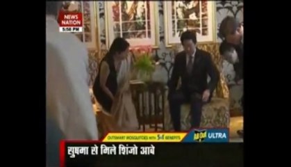 Shinzo Abe meets Sushma on his arrival