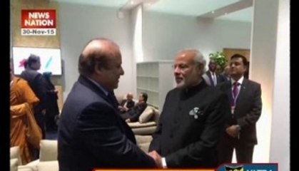 PM Modi shakes hand with Nawaz Sharif at Paris climate summit