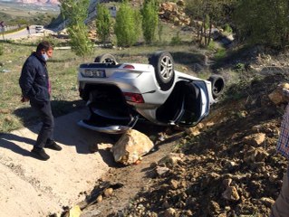Otomobil takla attı, sürücü kazayı yara almadan atlattı