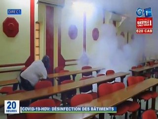 RTG / Lutte contre le covid 19 - Opération de désinfection de L’hotel de ville de Libreville