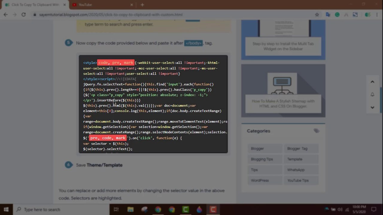 How to add Click To Copy To Clipboard With Custom Alert Using Javascript on Blogger