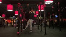 Guy Shows Amazing Calisthenic Skills While Hanging on rod and Doing air Walk