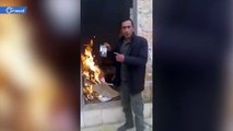 بعد نبش القبور.. فيديو جديد لعناصر ميليشيا أسد يحرقون منازل المدنيين جنوب إدلب