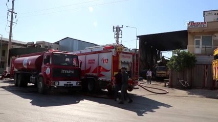 Tutuşan pres makinesi alev alev yandı