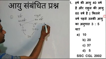 आयु (Age part-6) related maths question for Railway, Ssc, Up police
