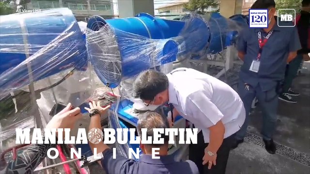 Officials inspect the 19 misting machines donated by Rosita Soliman foundation