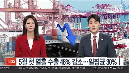 5월 첫 열흘 수출 46% 감소…일평균 30%↓