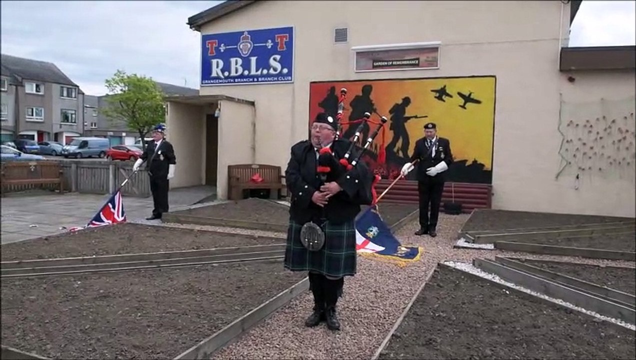 Debbie-Louise Mulholland of Camelon and District Pipe Band 75th anniversary of VE Day celebrations with The Royal British Legion Scotland Grangemouth