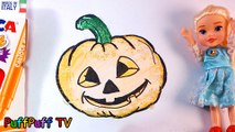 Glitter Halloween Giant Pumpkin Elsa's Halloween Night coloring and drawing for Kids, Toddlers