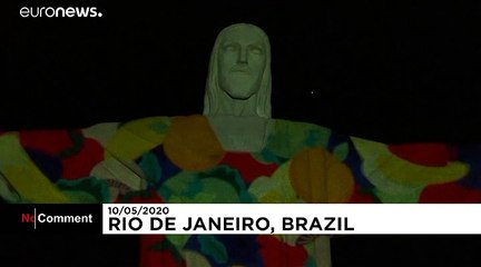 Brazil's most iconic landmark lit up with calls to end hunger