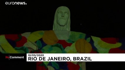 Brazil's most iconic landmark lit up with calls to end hunger
