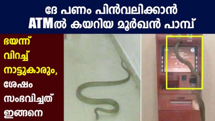 പണം പിൻവലിക്കാൻ ATMൽ കയറിയതാണോ മൂർഖൻ പാമ്പ് ? | Oneindia Malayalam