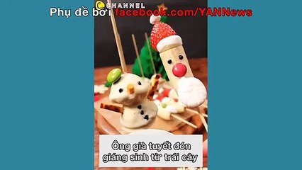 Tự làm bánh hình ông già tuyết từ trái cây