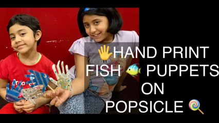 HAND PRINT FISH PUPPETS ON POPSICLE - KIDS AT HOME