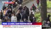Les policiers délogent les personnes qui se sont réunies au canal Saint-Martin à Paris