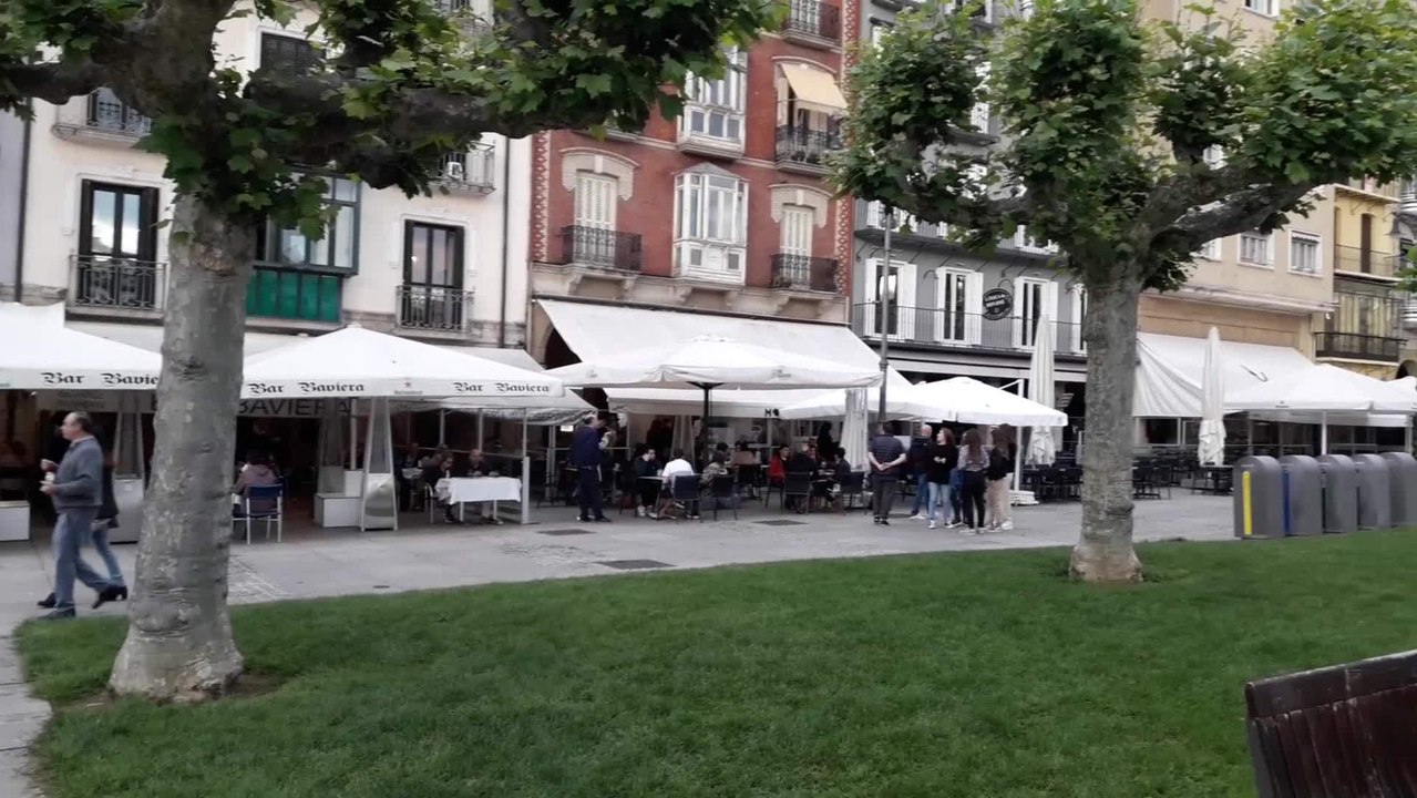 Terrazas abiertas en Pamplona en comienzo de la fase 1 de la desescalada