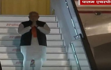 PM Narendra Modi's Plane Lands At Palam Airport