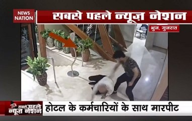 Watch: Drunk Man Rains Punches, Kicks On Elderly Hotel Staffer In Bhuj