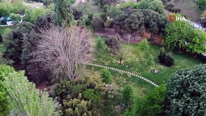 Maçka Parkı’ndaki insan trafiği havadan görüntülendi