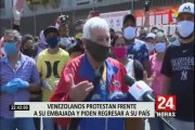 Venezolanos protestan frente a su embajada y piden regresar a su país