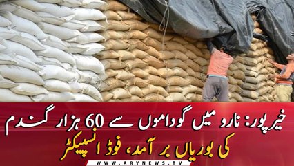 60,000 wheat sacks recovered from godowns in Khairpur
