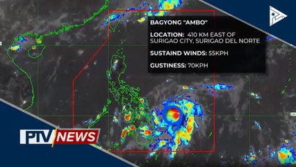 PTV INFO WEATHER: Bagyong #AmboPH, namataan sa Silangang bahagi ng Surigao City