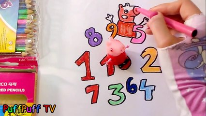 Learn to Count Numbers 1 to 10 for Toddlers with Peppa Pig Toys coloring and drawing Numbers